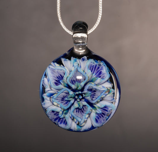 Lotus Chrysanthemum Peony Pendant | Multi Layer Glass Flower | Handmade Jewelry