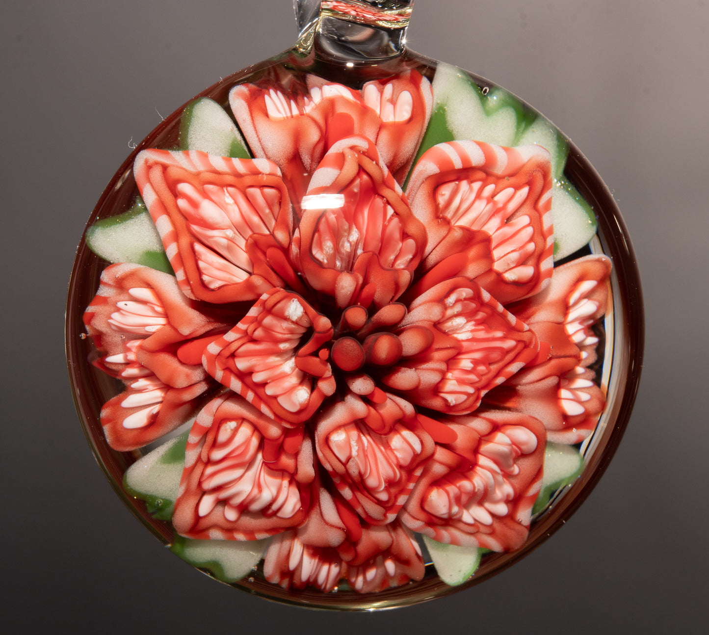 Peony Lotus Glass Pendant | Chrysanthemum Flower Design | Handmade Necklace
