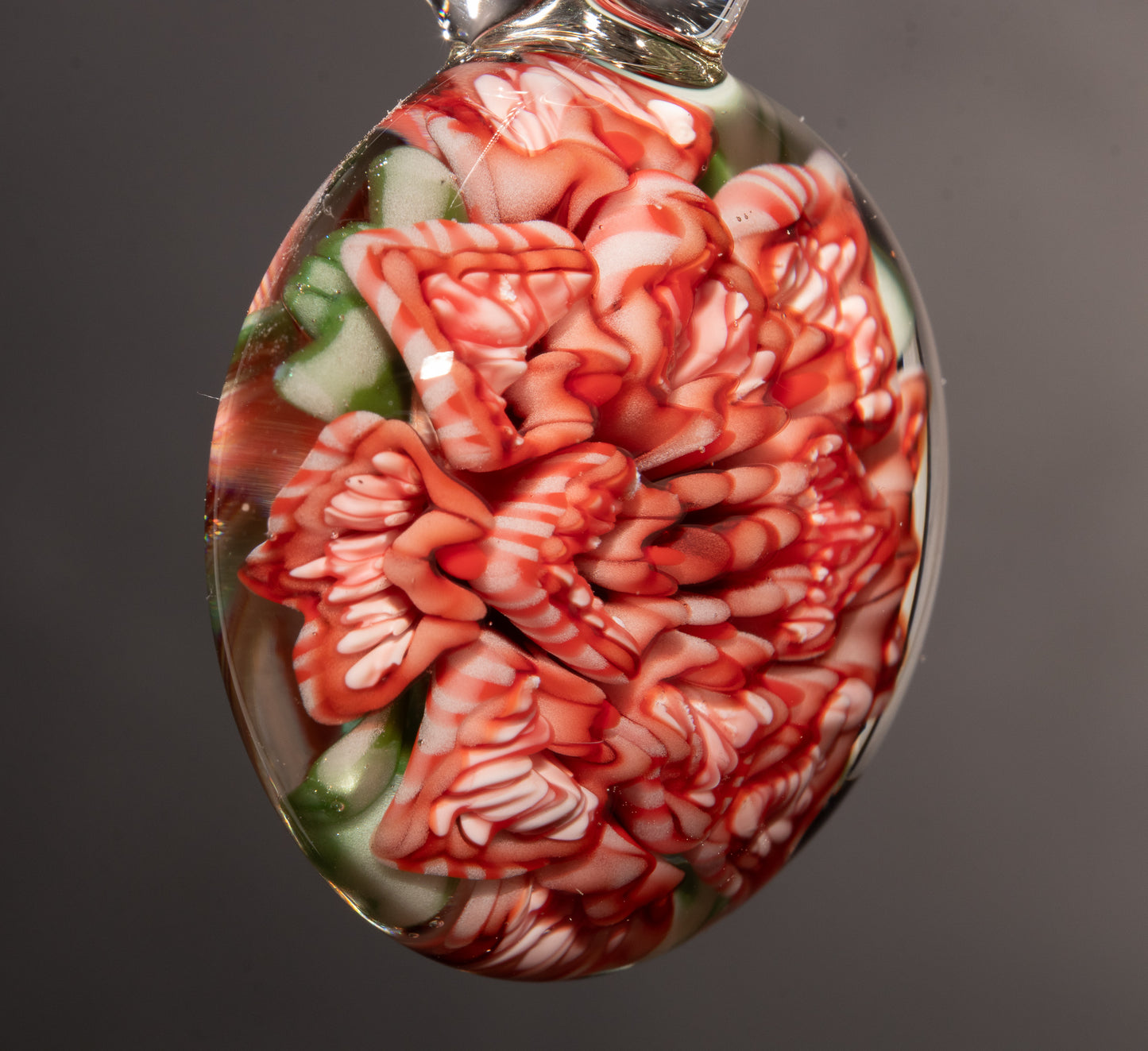 Peony Lotus Glass Pendant | Chrysanthemum Flower Design | Handmade Necklace