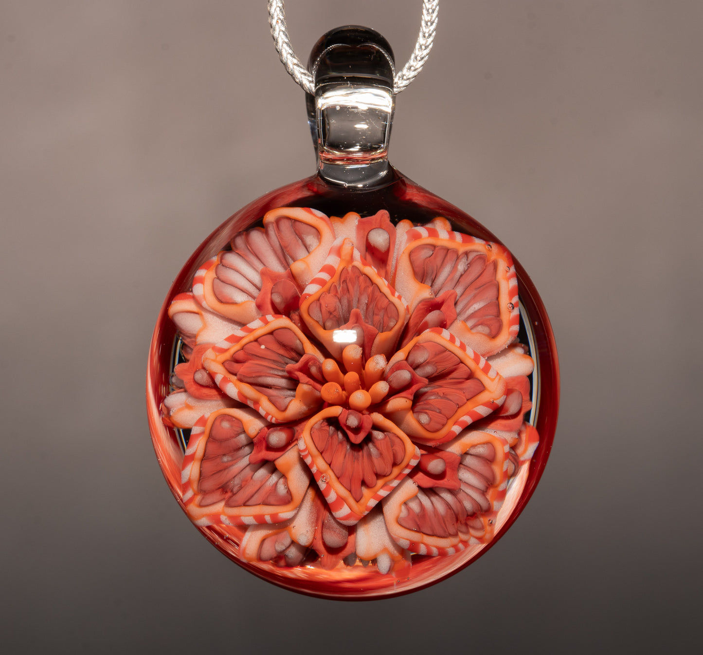 Lotus Chrysanthemum Dream | Peony Glass Flower Pendant | Handmade Jewelry Art