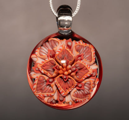 Lotus Chrysanthemum Dream | Peony Glass Flower Pendant | Handmade Jewelry Art