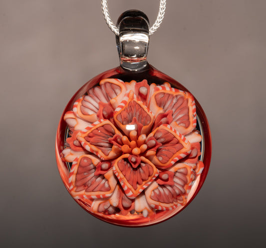 Lotus Chrysanthemum Dream | Peony Glass Flower Pendant | Handmade Jewelry Art