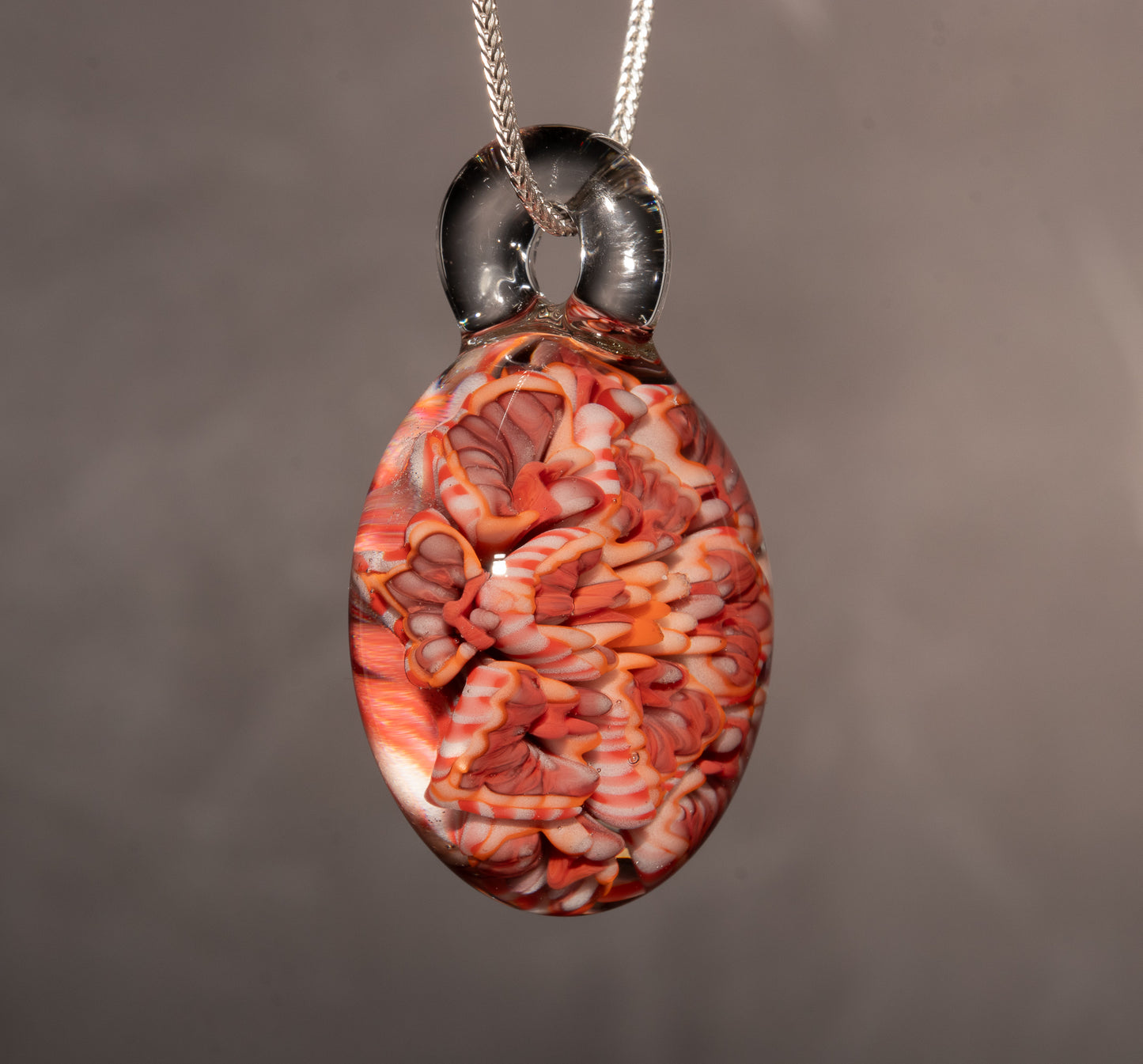 Lotus Chrysanthemum Dream | Peony Glass Flower Pendant | Handmade Jewelry Art