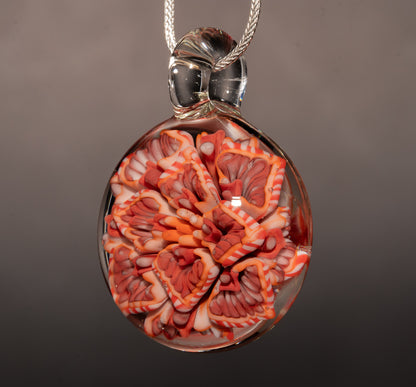 Lotus Chrysanthemum Dream | Peony Glass Flower Pendant | Handmade Jewelry Art