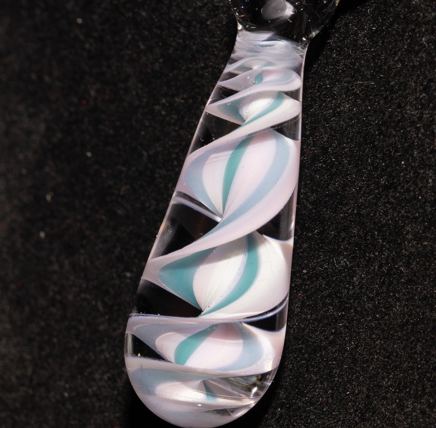 Pink Blue Candy Stripe Single Glass Pendant (1) | Twisted Spiral Glass Necklace | Artisan Lampwork Pendant