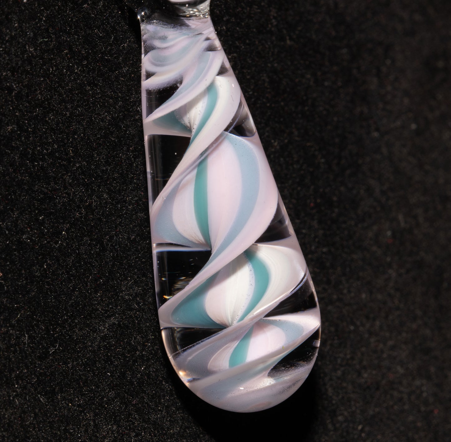 Pink Blue Candy Stripe Single Glass Pendant (1) | Twisted Spiral Glass Necklace | Artisan Lampwork Pendant