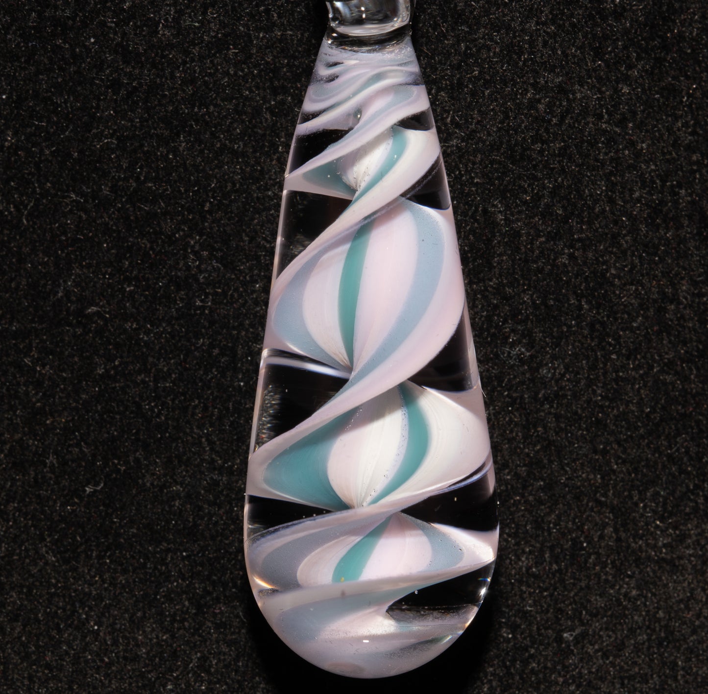 Pink Blue Candy Stripe Single Glass Pendant (1) | Twisted Spiral Glass Necklace | Artisan Lampwork Pendant