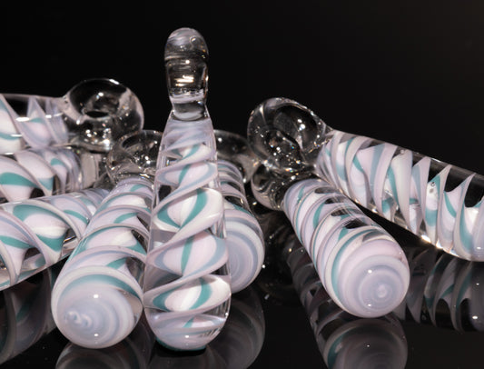 Pink Blue Candy Stripe Single Glass Pendant (1) | Twisted Spiral Glass Necklace | Artisan Lampwork Pendant