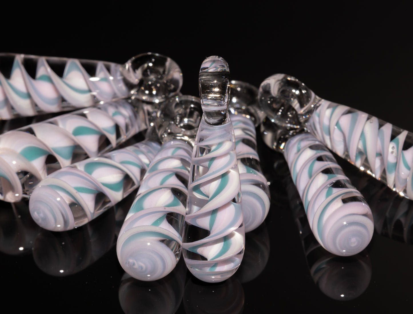 Pink Blue Candy Stripe Single Glass Pendant (1) | Twisted Spiral Glass Necklace | Artisan Lampwork Pendant