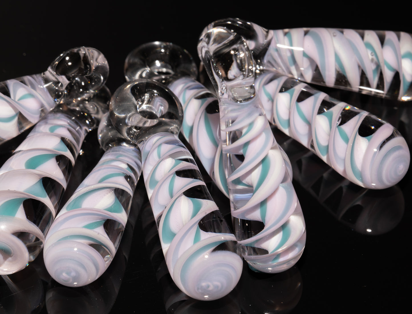 Pink Blue Candy Stripe Single Glass Pendant (1) | Twisted Spiral Glass Necklace | Artisan Lampwork Pendant