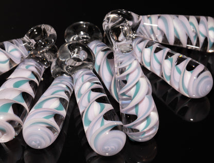 Pink Blue Candy Stripe Single Glass Pendant (1) | Twisted Spiral Glass Necklace | Artisan Lampwork Pendant