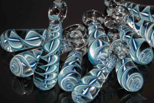 Ice Candy Stripe Single Glass Pendant (1) | Twisted Spiral Glass Necklace | Artisan Lampwork Pendant