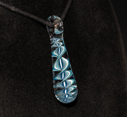 Ice Candy Stripe Single Glass Pendant (1) | Twisted Spiral Glass Necklace | Artisan Lampwork Pendant