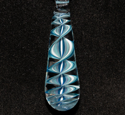 Ice Candy Stripe Single Glass Pendant (1) | Spiral Borosilicate Necklace | Handmade Lampwork Jewelry