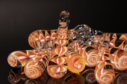 Fire Candy Stripe Single Glass Pendant (1) | Twisted Spiral Glass Necklace | Artisan Lampwork Pendant