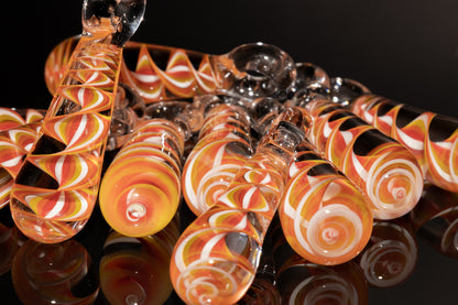 Fire Candy Stripe Single Glass Pendant (1) | Twisted Spiral Glass Necklace | Artisan Lampwork Pendant