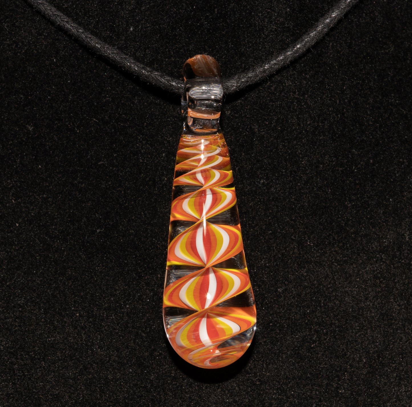 Fire Candy Stripe Single Glass Pendant (1) | Spiral Borosilicate Necklace | Handmade Lampwork Jewelry