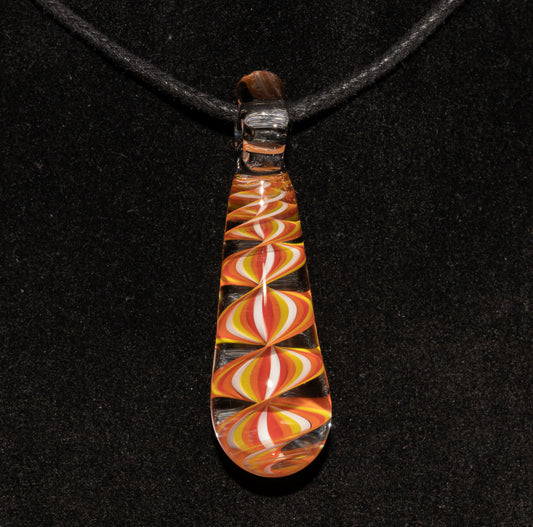 Fire Candy Stripe Single Glass Pendant (1) | Spiral Borosilicate Necklace | Handmade Lampwork Jewelry