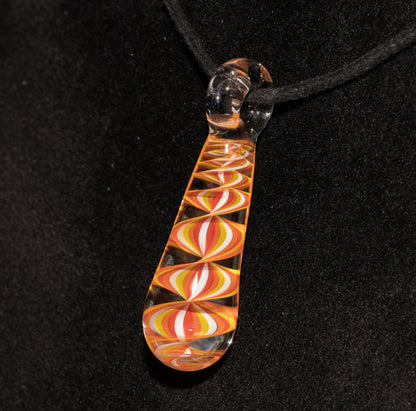 Fire Candy Stripe Single Glass Pendant (1) | Twisted Spiral Glass Necklace | Artisan Lampwork Pendant