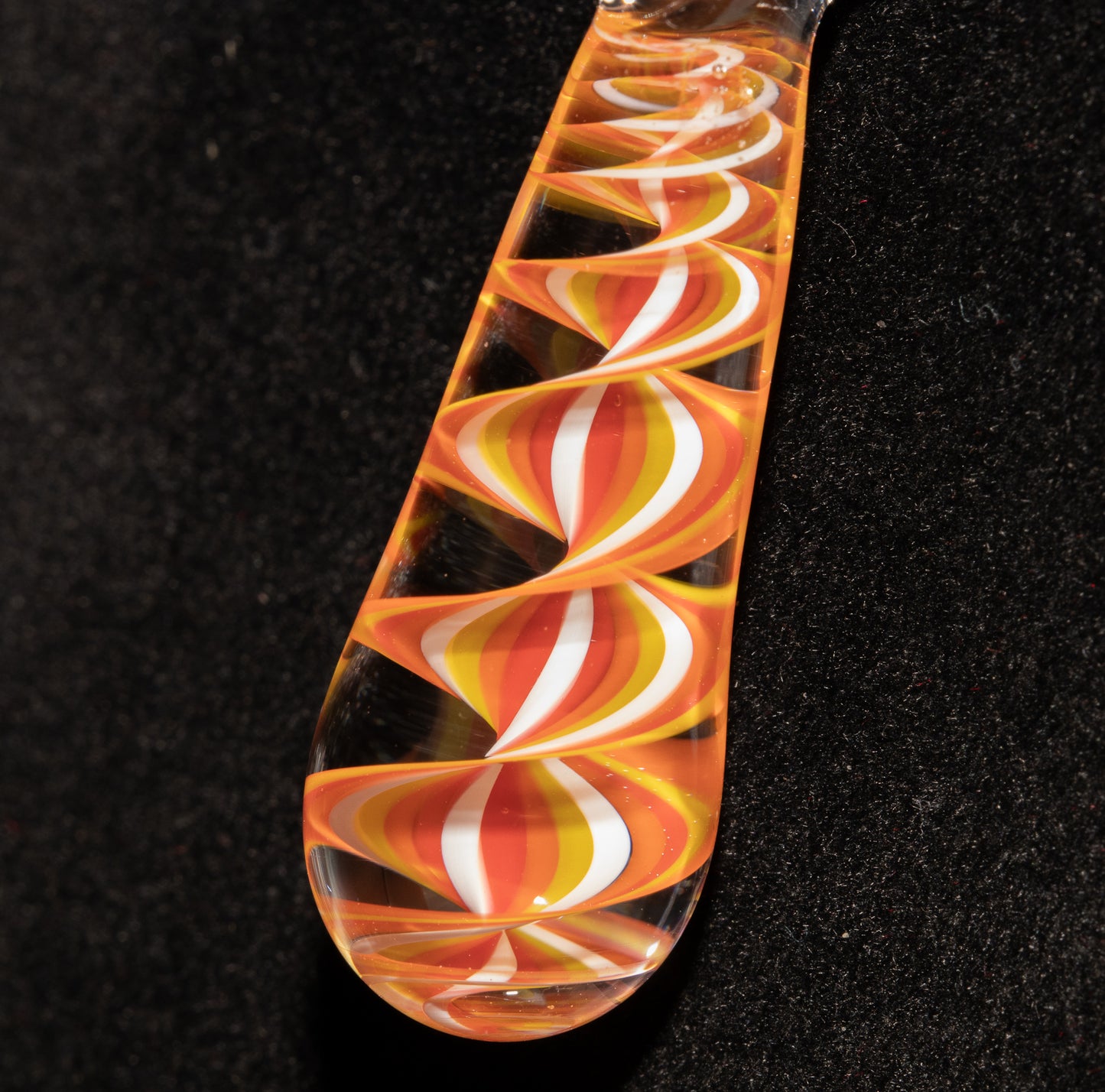 Fire Candy Stripe Single Glass Pendant (1) | Twisted Spiral Glass Necklace | Artisan Lampwork Pendant