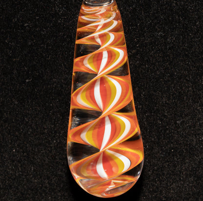 Fire Candy Stripe Single Glass Pendant (1) | Twisted Spiral Glass Necklace | Artisan Lampwork Pendant