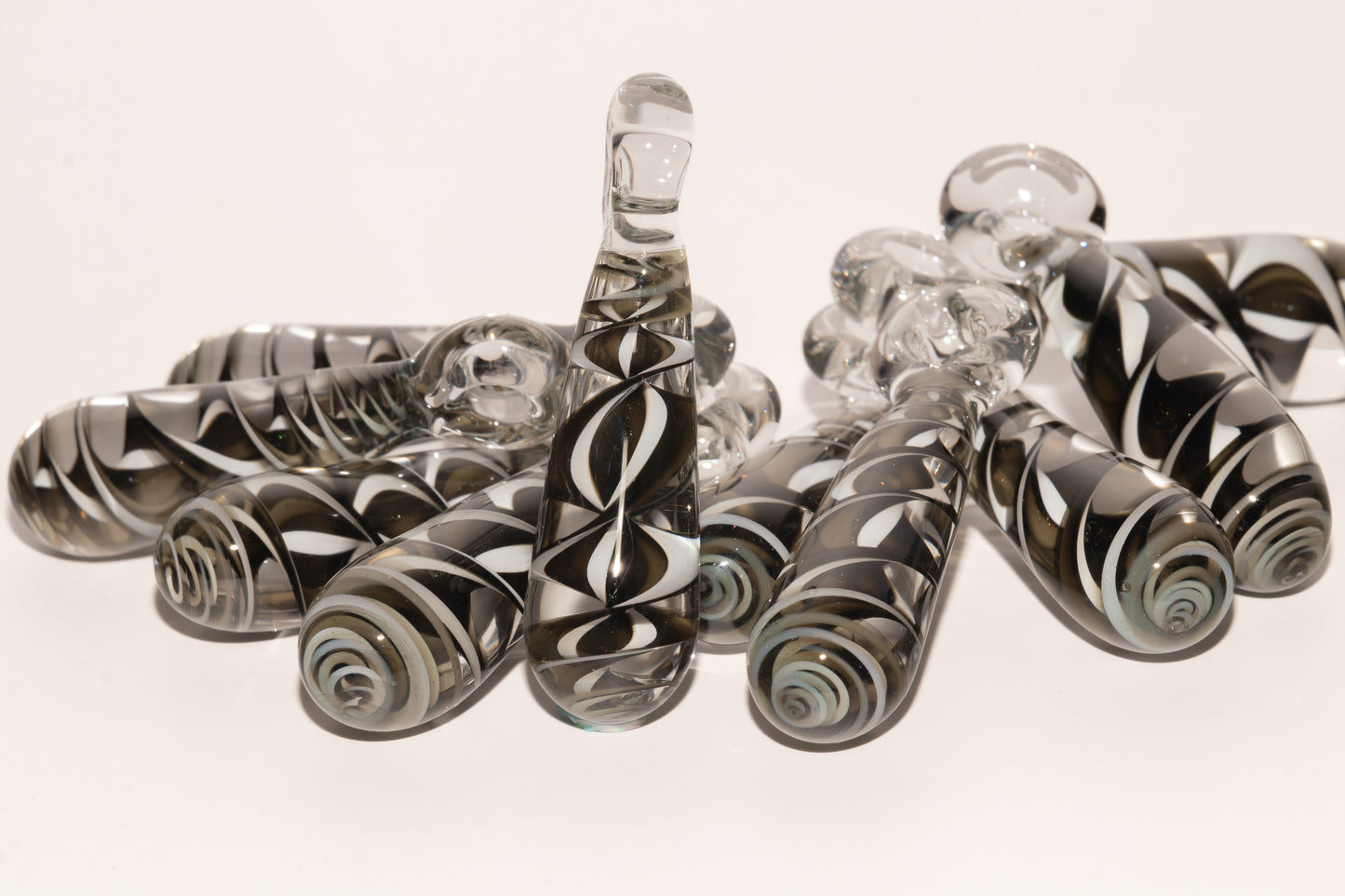 Monochrome Candy Stripe Single Glass Pendant (1) | Black and White Spiral Borosilicate Necklace | Handmade Lampwork Jewelry
