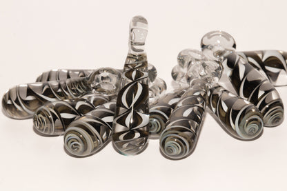Monochrome Candy Stripe Single Glass Pendant (1) | Black and White Spiral Borosilicate Necklace | Handmade Lampwork Jewelry