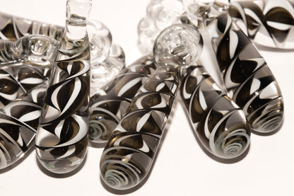 Monochrome Candy Stripe Single Glass Pendant (1) | Black and White  Twisted Spiral Glass Necklace | Artisan Lampwork Pendant
