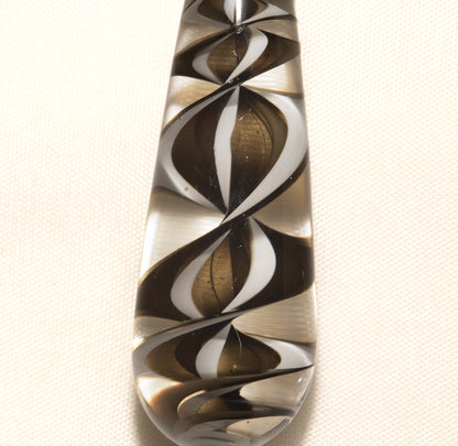 Monochrome Candy Stripe Single Glass Pendant (1) | Black and White  Twisted Spiral Glass Necklace | Artisan Lampwork Pendant