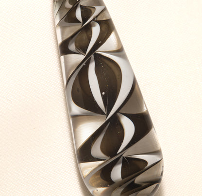 Monochrome Candy Stripe Single Glass Pendant (1) | Black and White Spiral Borosilicate Necklace | Handmade Lampwork Jewelry