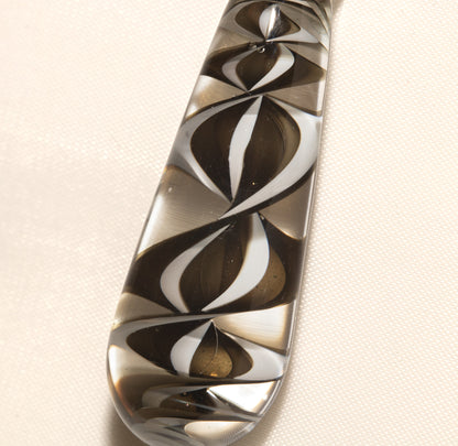 Monochrome Candy Stripe Single Glass Pendant (1) | Black and White Spiral Borosilicate Necklace | Handmade Lampwork Jewelry