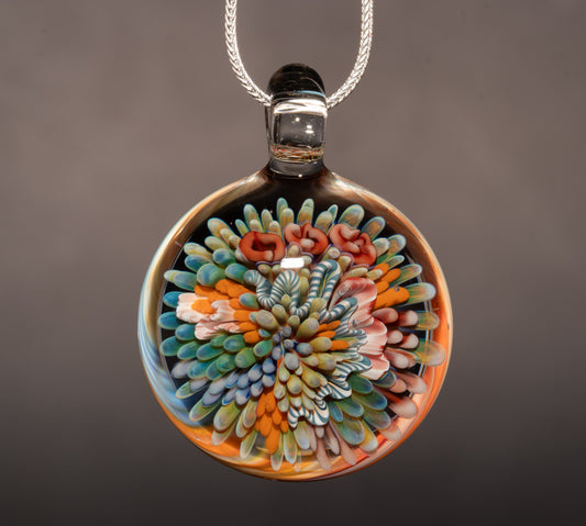 Ocean Coral Reef Pendant Necklace | Handmade Glass Jewelry | Nautical Beach Gift Idea
