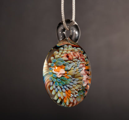 Ocean Coral Reef Pendant Necklace | Handmade Glass Jewelry | Nautical Beach Gift Idea
