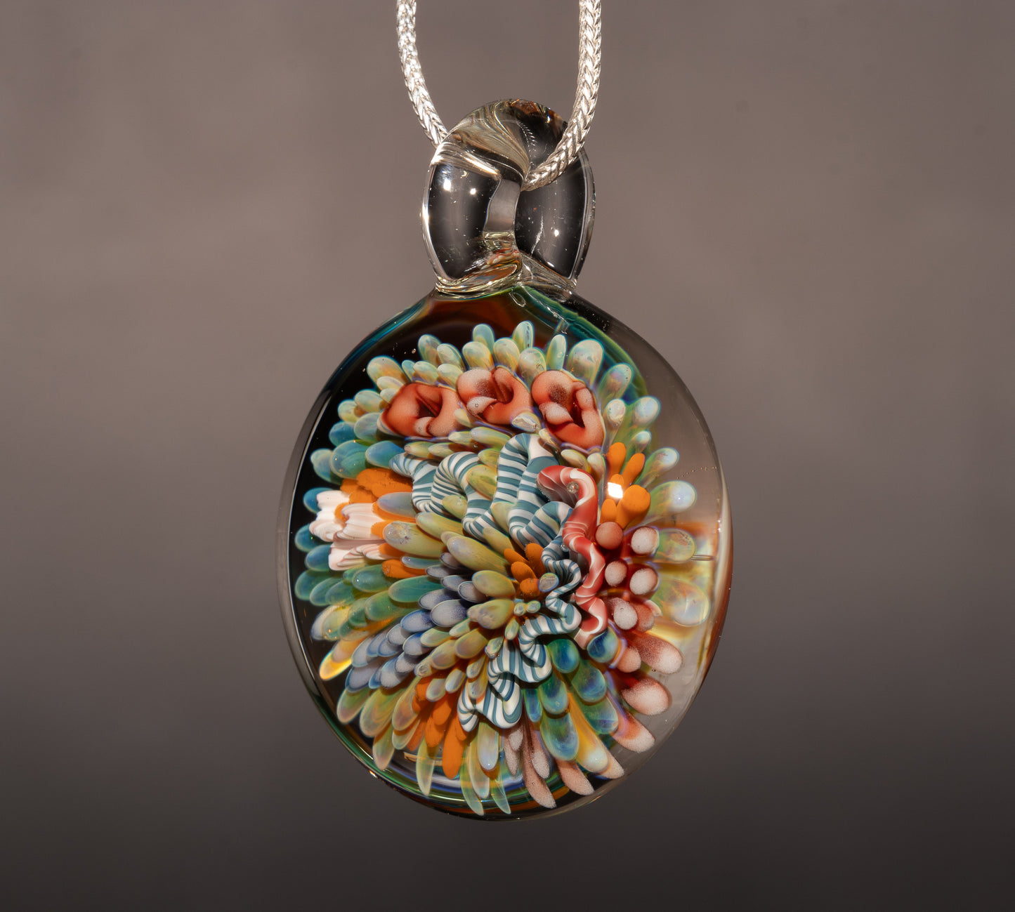 Ocean Coral Reef Pendant Necklace | Handmade Glass Jewelry | Nautical Beach Gift Idea