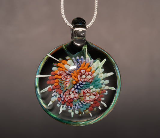 Handblown Coral Reef Glass Pendant | Ocean Jewelry Necklace | Beach Inspired Sea Life Art