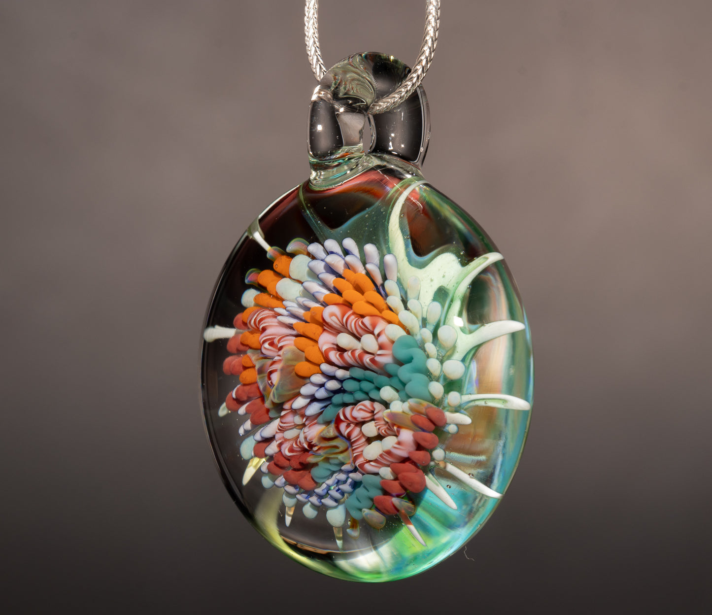 Handblown Coral Reef Glass Pendant | Ocean Jewelry Necklace | Beach Inspired Sea Life Art