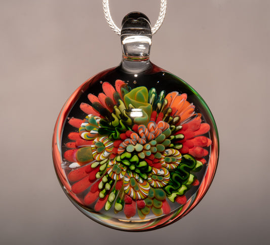 Sea Life Coral Reef Glass Necklace | Ocean Pendant Jewelry | Underwater Theme
