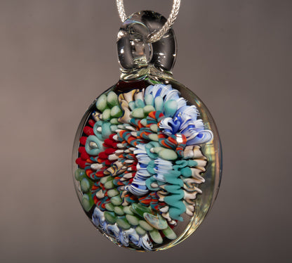 Vibrant Coral Reef Glass Pendant | Ocean Jewelry Necklace | Sea Creature Inspired