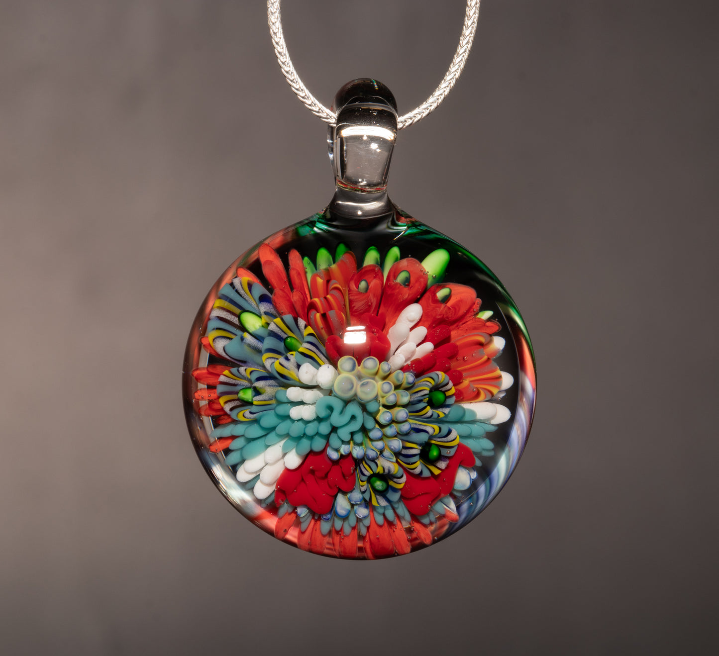 Coral Reef Glass Pendant Necklace | Ocean Inspired Jewelry | Handmade Beach Gift for Her