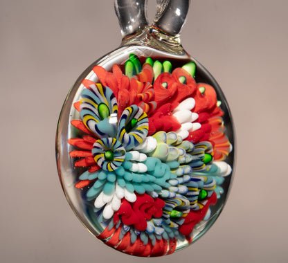 Coral Reef Glass Pendant Necklace | Ocean Inspired Jewelry | Handmade Beach Gift for Her