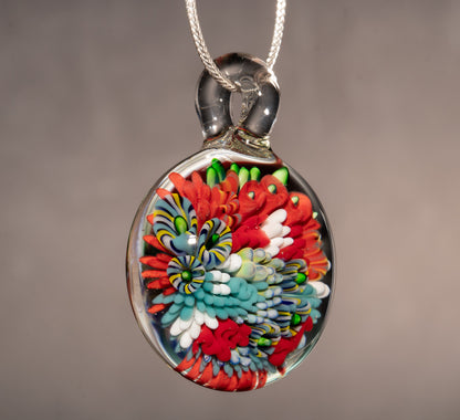 Coral Reef Glass Pendant Necklace | Ocean Inspired Jewelry | Handmade Beach Gift for Her