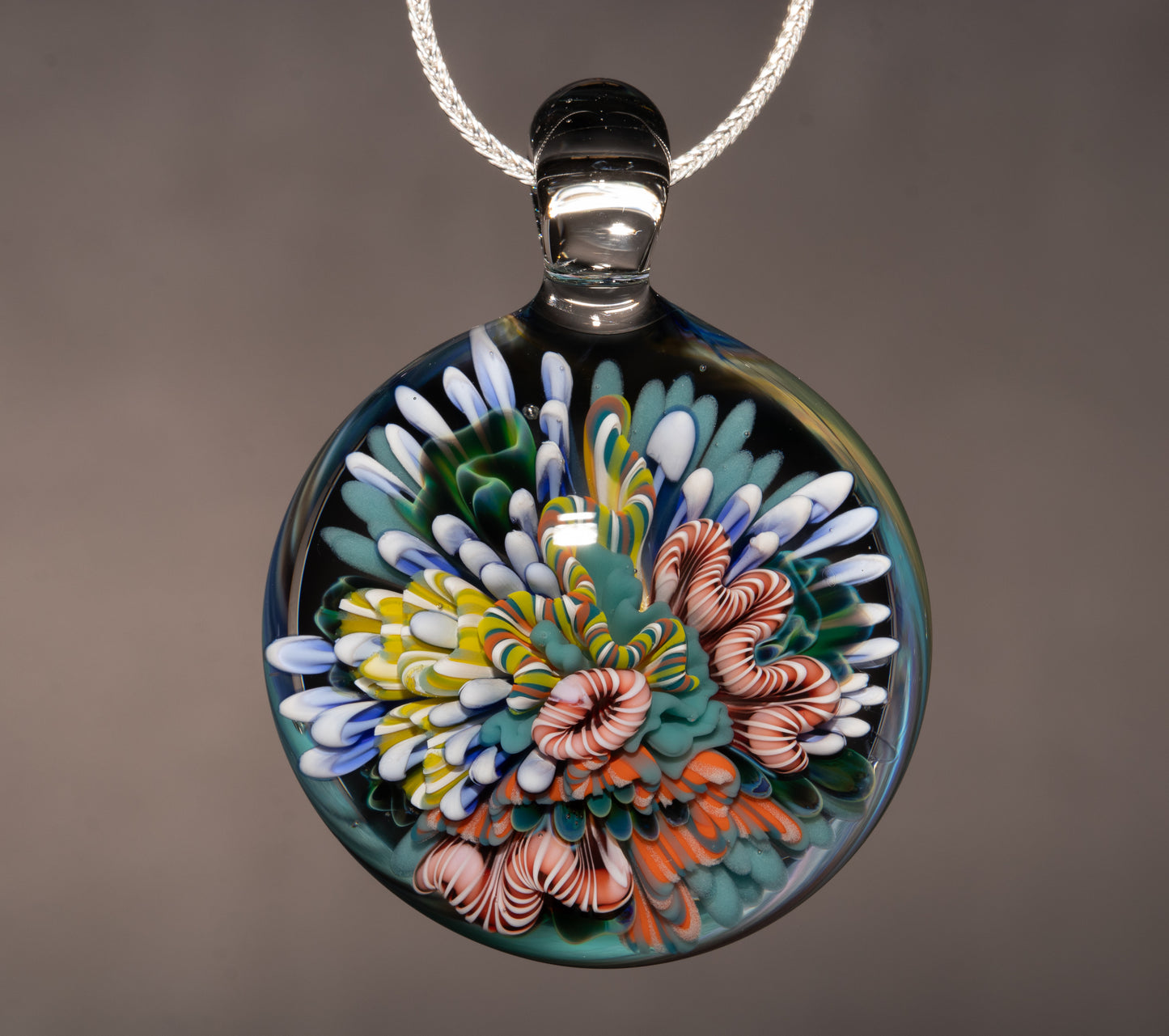 Handblown Coral Reef Glass Pendant | Ocean Jewelry Necklace | Beach Inspired Sea Life Art