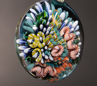 Handblown Coral Reef Glass Pendant | Ocean Jewelry Necklace | Beach Inspired Sea Life Art