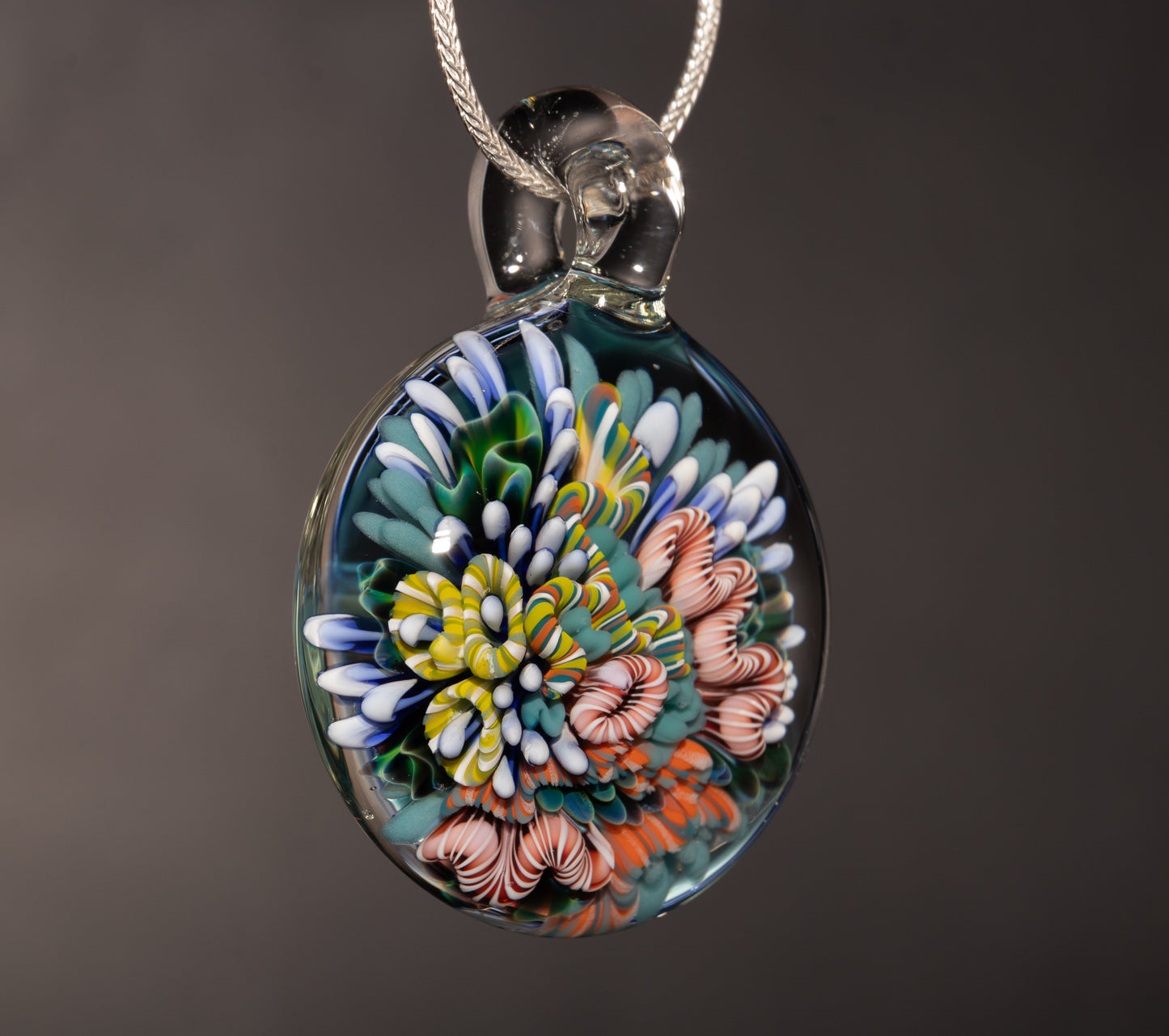 Handblown Coral Reef Glass Pendant | Ocean Jewelry Necklace | Beach Inspired Sea Life Art