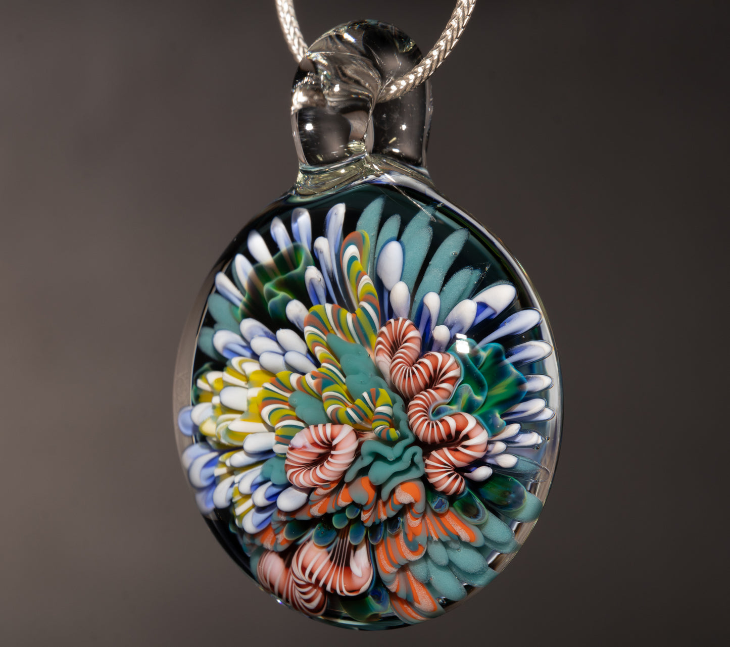 Handblown Coral Reef Glass Pendant | Ocean Jewelry Necklace | Beach Inspired Sea Life Art