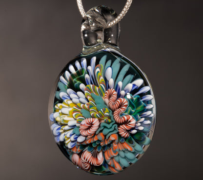 Handblown Coral Reef Glass Pendant | Ocean Jewelry Necklace | Beach Inspired Sea Life Art