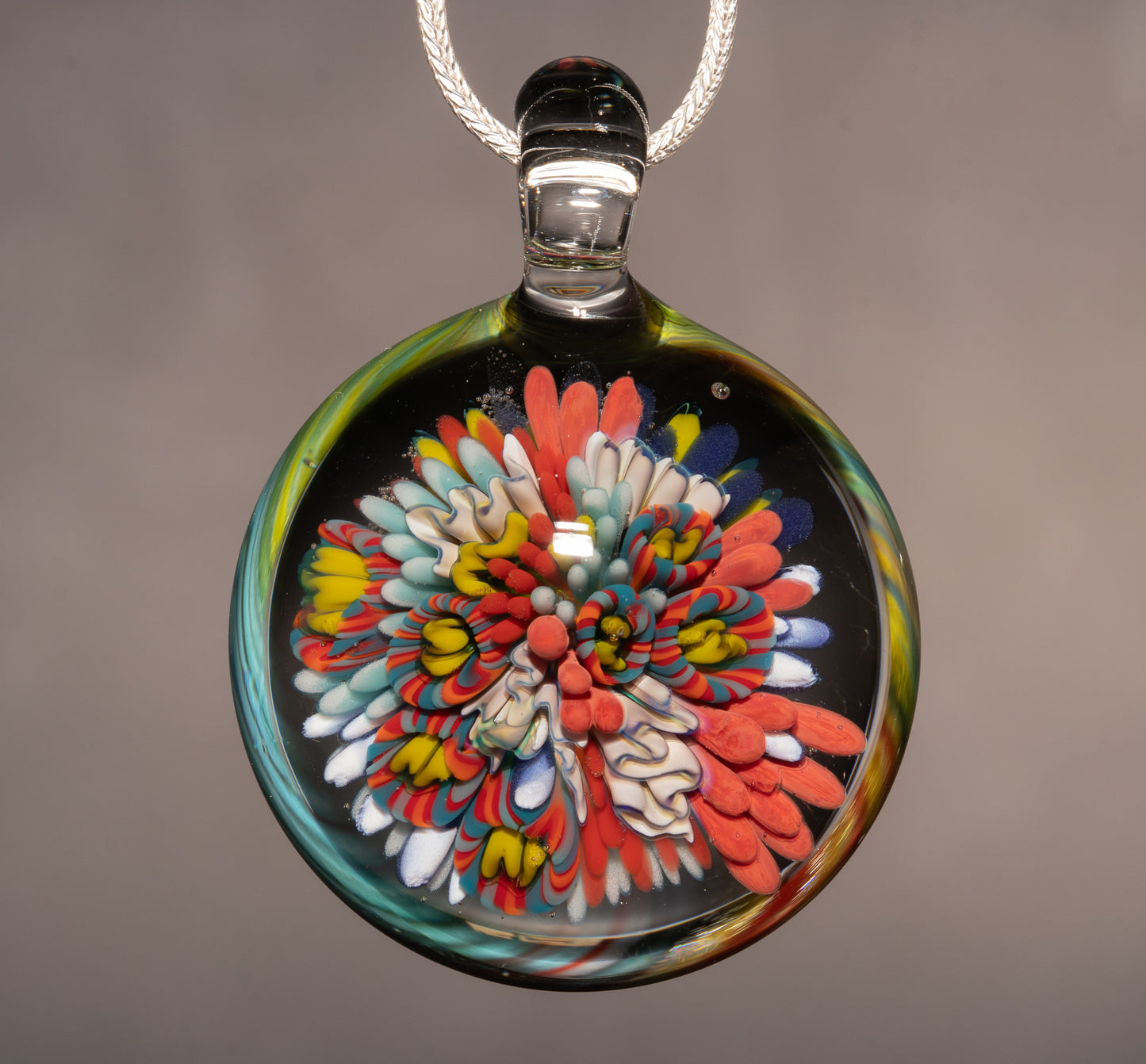 Colorful Coral Reef Glass Pendant | Ocean Necklace Jewelry | Sea Life Art Piece