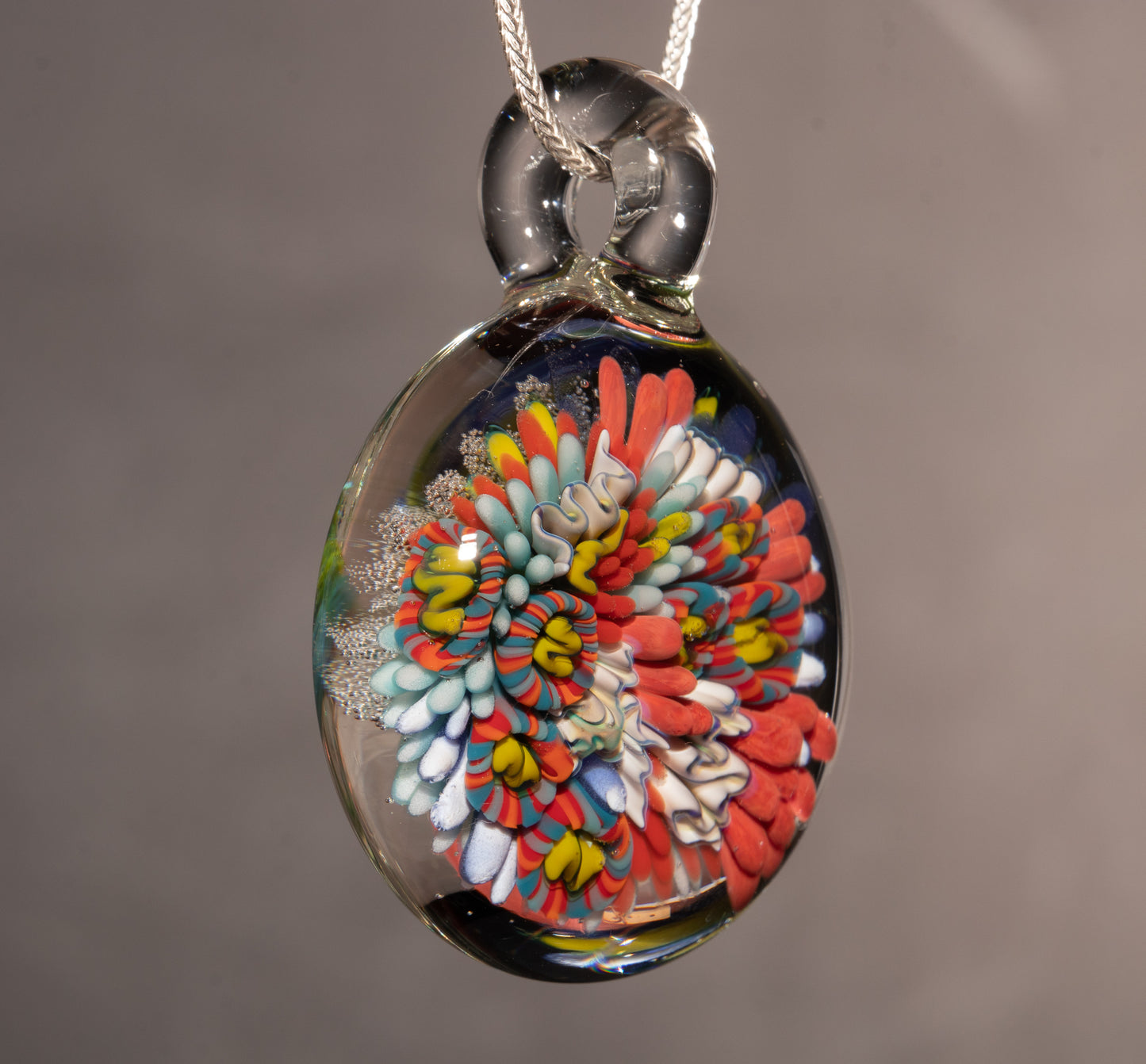 Colorful Coral Reef Glass Pendant | Ocean Necklace Jewelry | Sea Life Art Piece