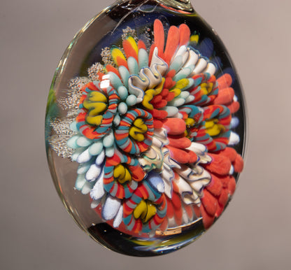 Colorful Coral Reef Glass Pendant | Ocean Necklace Jewelry | Sea Life Art Piece