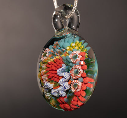 High End Coral Reef Glass Pendant | Ocean Art Necklace | Handmade Glass Jewelry